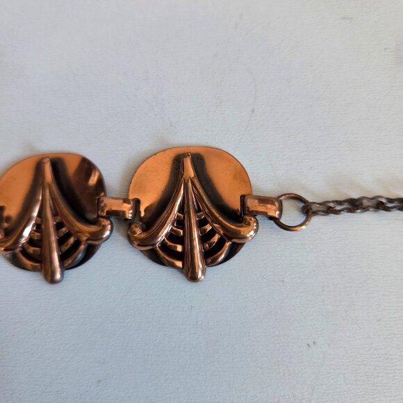 Vintage copper necklace/choker and clip on earrings. Jewelry set. - Picture 7 of 7